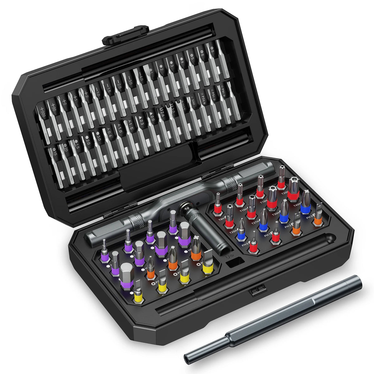 70-in-1 Ratchet Screwdriver Set with T-Handle and Magnetic Bits