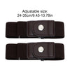 A pair of adjustable elastic belts in dark brown color shown flat.