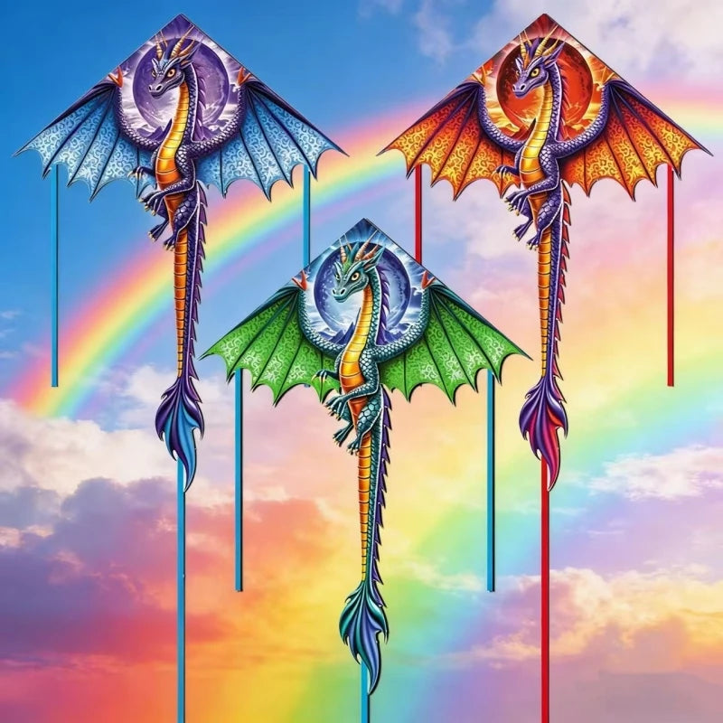 Vibrant 140cm Dragon Kite for Adults with 100m Line