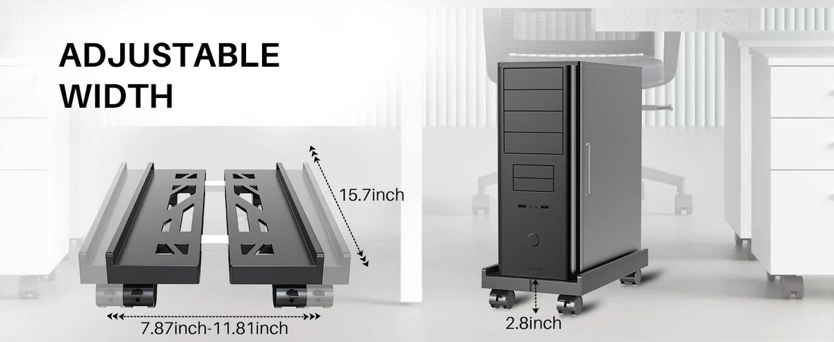 Adjustable Mobile CPU Tower Stand with Wheels