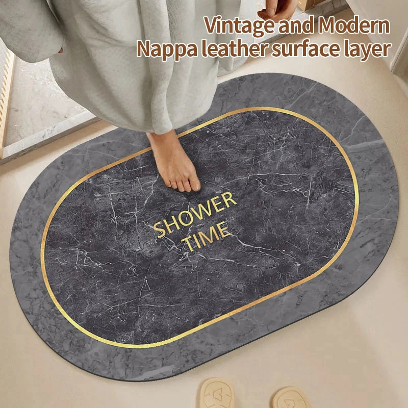 Ultra-Absorbent Diatomite Bath Mat with Non-Slip Rubber Base