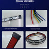 Show details of an RGB LED tailgate light bar, showing lamp bead distribution, connector details, double-sided tape protectio
