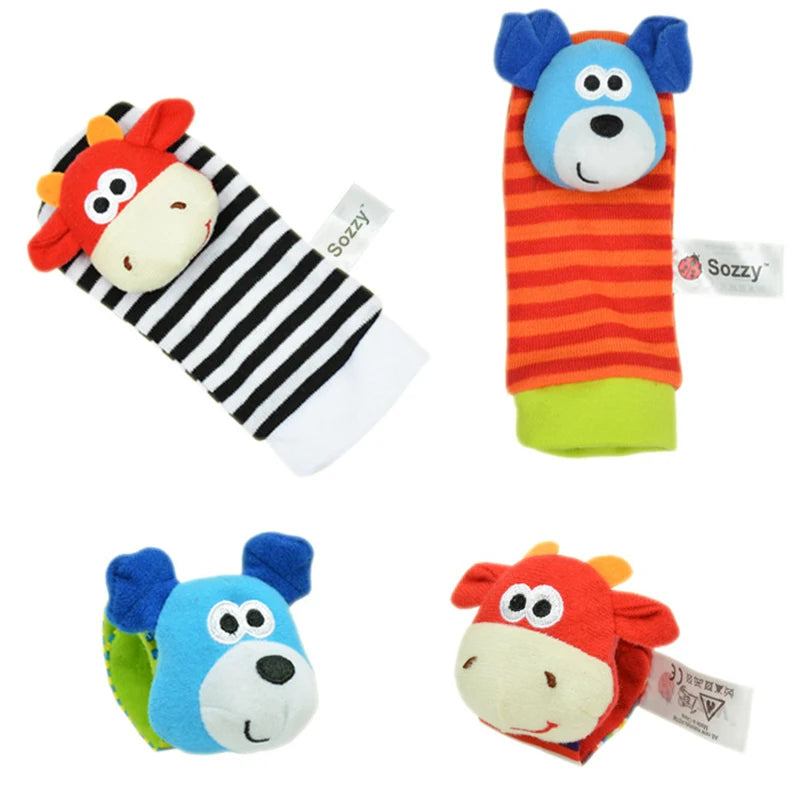 Soft Plush Baby Rattle Wrist and Foot Socks Set for Newborns
