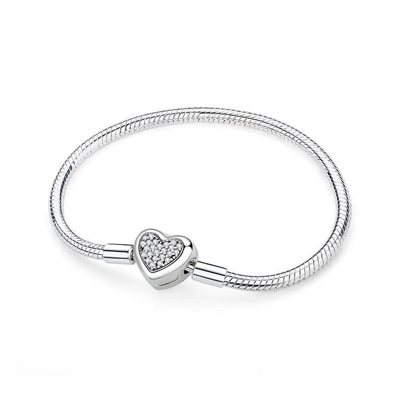 925 Sterling Silver Heart Charm Bracelet