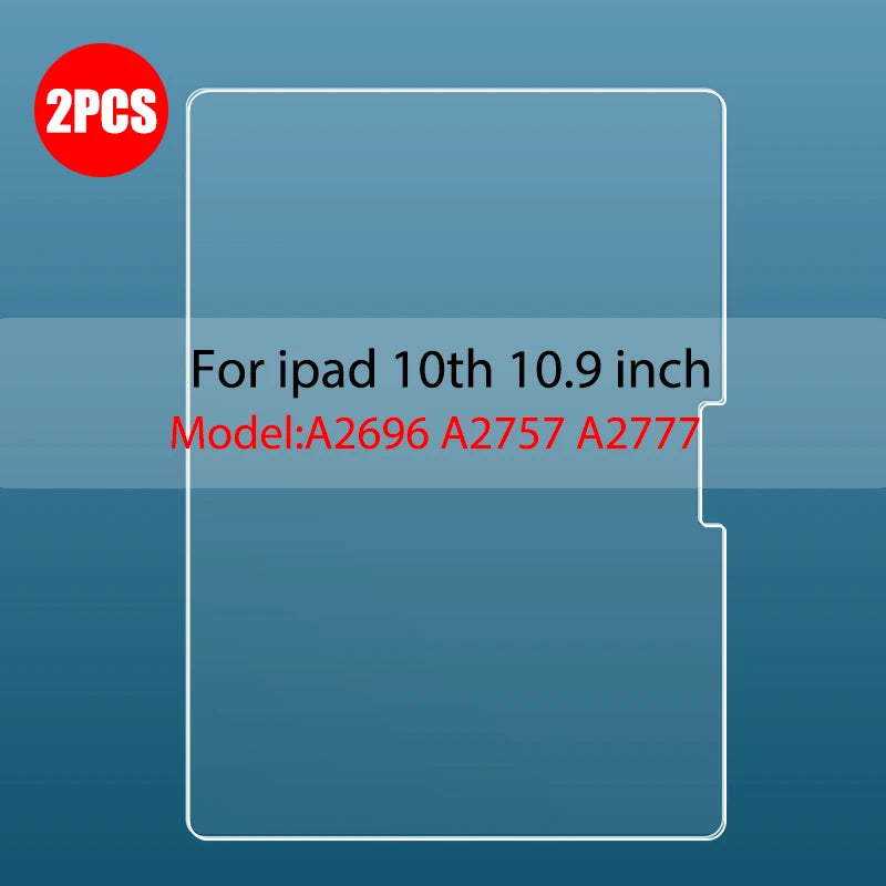 Zwei gehärtete Glasschutzfolien für ein iPad der 10. Generation