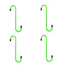 Four bright green S-hook brake caliper hangers for auto repair