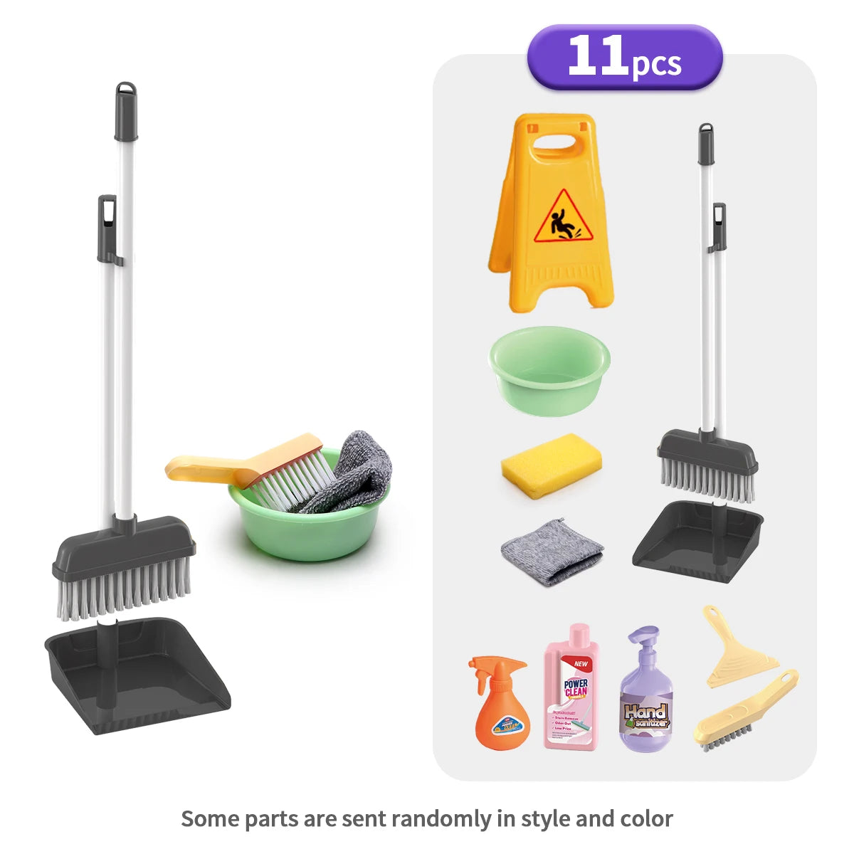 3-in-1 Electric Cleaning Playset for Kids with Storage Rack