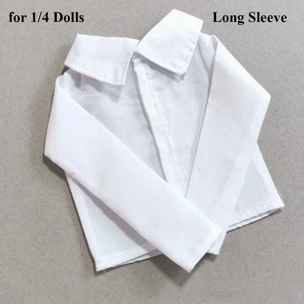 A white long sleeve shirt for a fashion doll accessory set