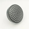 A matte black shower head with multiple small spray nozzles visible on the face.