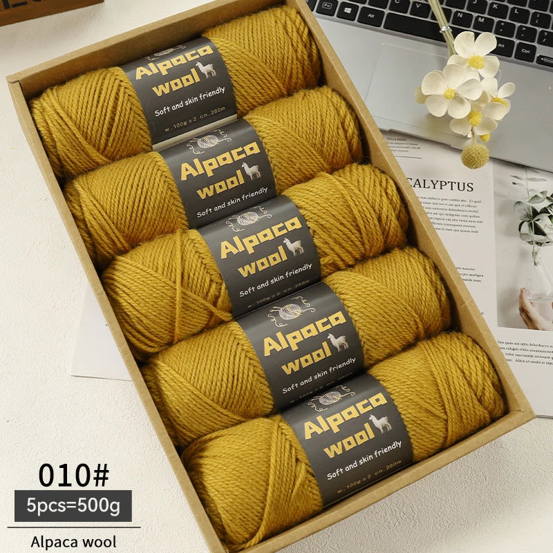Chunky Alpaca Wool Knitting Yarn – 500g Multi-Color Set for Cozy Winter Projects
