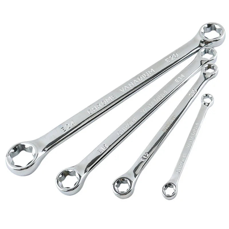 Professional E-Torx Wrench Set with Double-Ended Star Ring Spanners