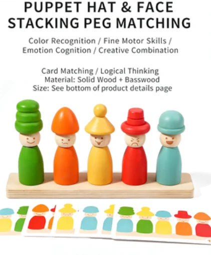 Wooden Color Sorting & Face Matching Toy for Toddlers
