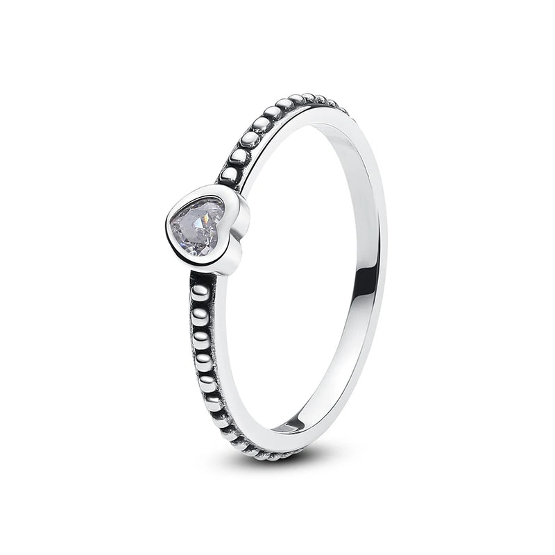 Sterling Silver Heart Ring with Cubic Zirconia
