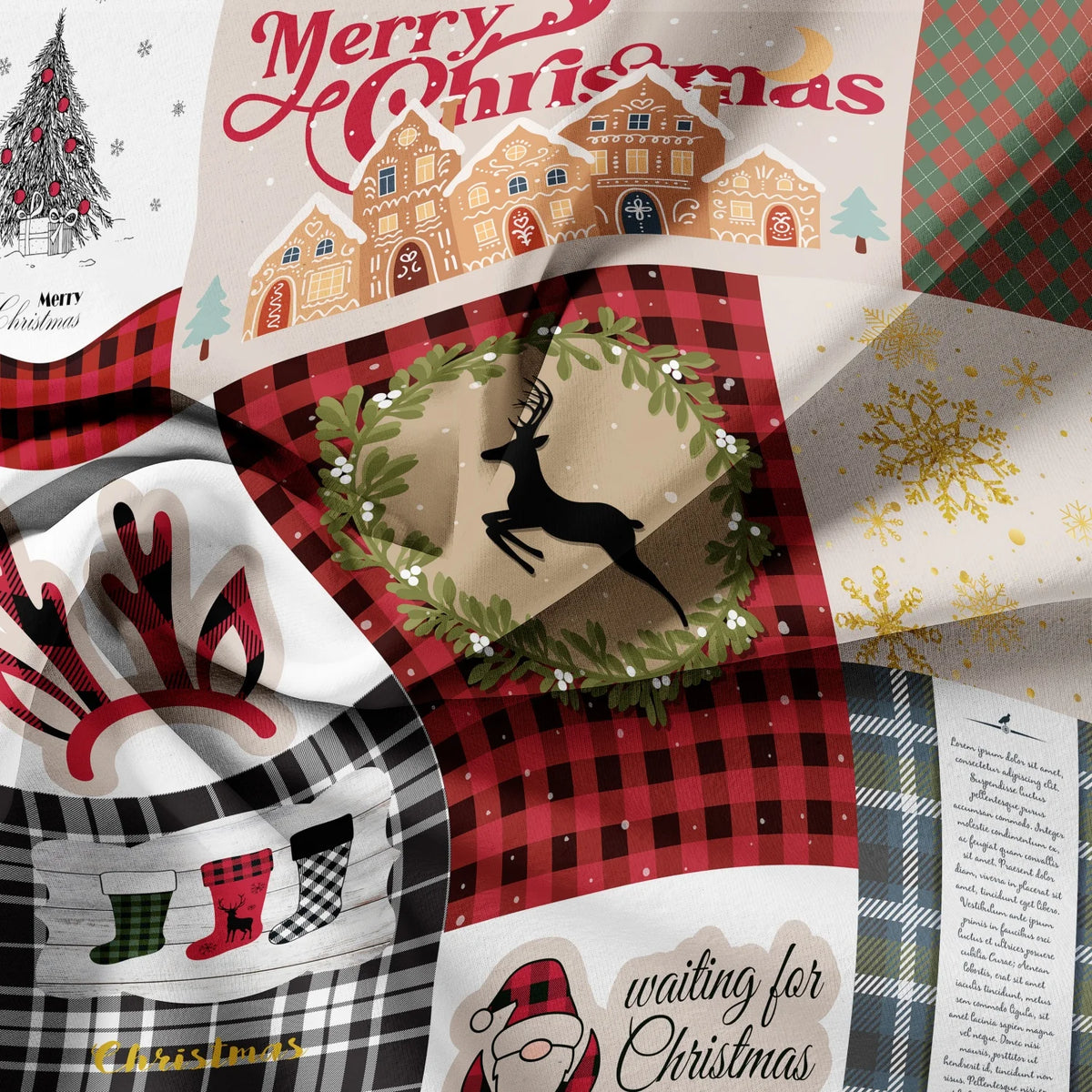 Holiday Plaid Reindeer Duvet Cover Set - Ultra-Soft Cozy Bedding