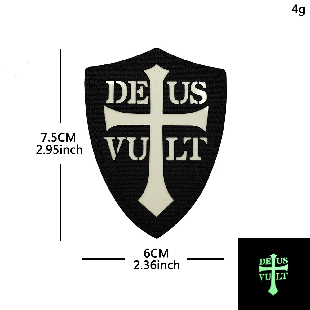 Knights Templar Cross Patch with Hook and Loop Backing