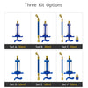 Three kit options showing various sizes of air conditioning oil and dye injectors