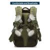 Olive green tactical backpack with breathable mesh and MOLLE straps