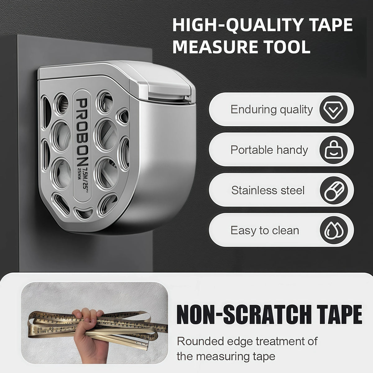 Durable Auto-Lock Tape Measure with Magnetic Base