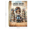5-Year Monthly Planner with Reading-Themed Cover, Lay-Flat Spiral Binding