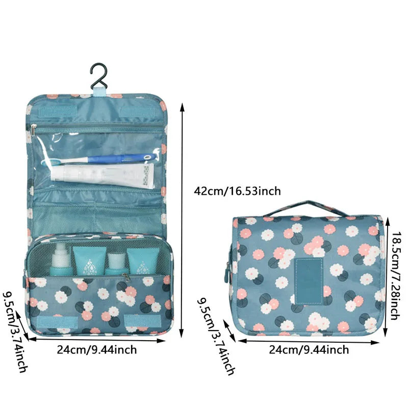 Floral Print Waterproof Hanging Travel Toiletry Bag