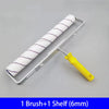 A paint roller with a white and purple textured cover is shown mounted on an aluminum alloy shelf.