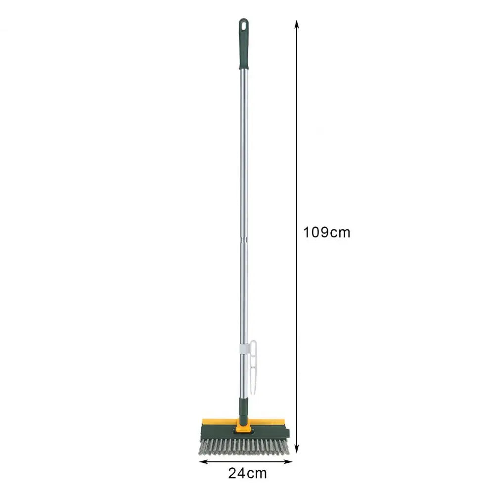 Rotatable Long-Handle Floor Scrub Brush with Squeegee