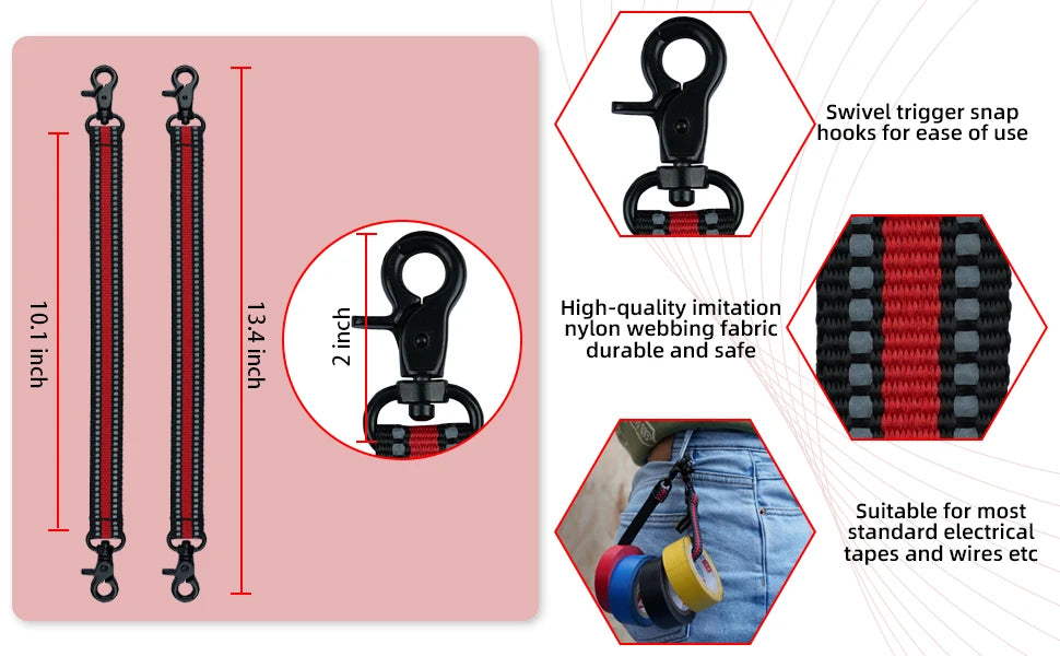 Durable Electrical Tape Holder with Snap Hook for Tool Belts and Pouches