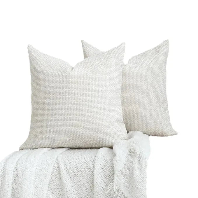 Chenille Knitted Throw Pillow Covers (Set of 2) – Soft Solid Color Cushion Cases for Sofa, Chair, and Car