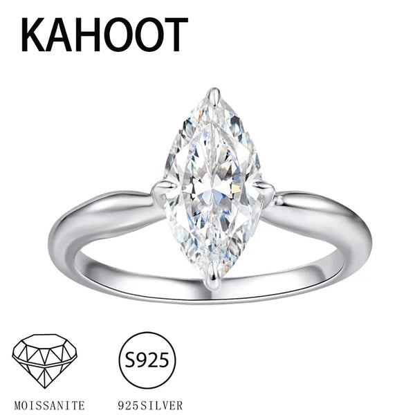 Marquise Moissanite Wedding Ring in 925 Sterling Silver