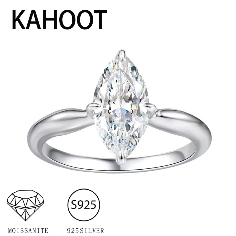 Marquise Moissanite Wedding Ring in 925 Sterling Silver
