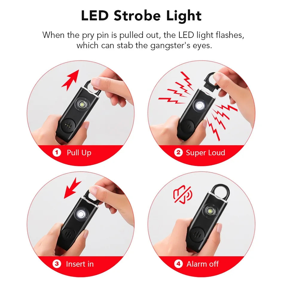 Personal Safety Alarm with LED Flashlight and USB-C Charging