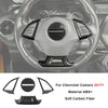 Carbon fiber interior trim kit for Chevrolet Camaro 2017+ featuring steering wheel accents and trim pieces