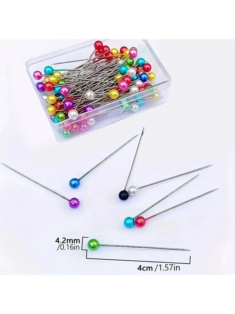 Colorful Glass Head Sewing Pins (100-Piece Set)