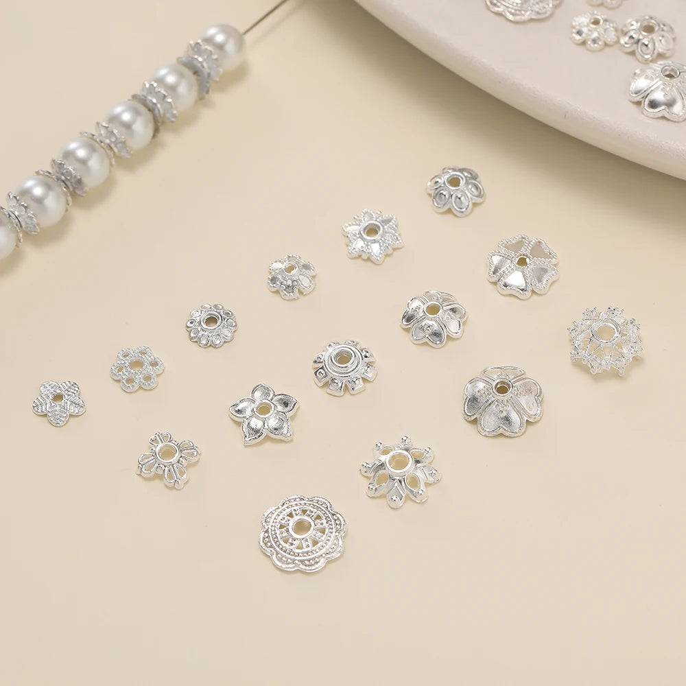 Decorative Flower Bead Caps for Jewelry Making – 50 Pack
