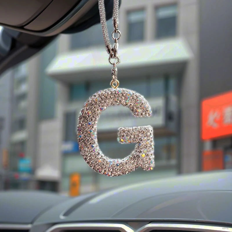 Rhinestone Letter Car Rearview Mirror Pendant