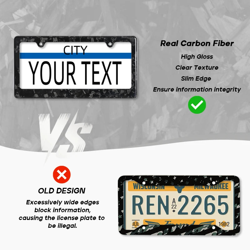 Carbon Fiber License Plate Frame with Anti-Rust Protection
