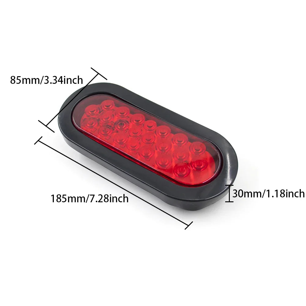 2-Pack 12V/24V LED Oval Tail Light for Trucks and Trailers