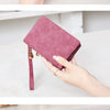 Vintage PU Leather Foldable Clutch Wallet with Wrist Strap