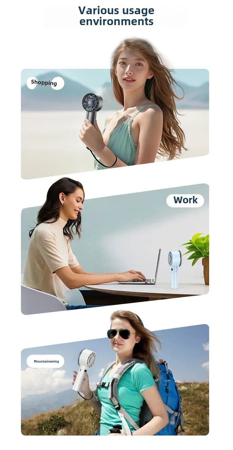 Portable High-Speed Rechargeable Handheld Fan with LED Display