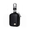 Black PU leather protective case for earbuds with an anti-lost hook.