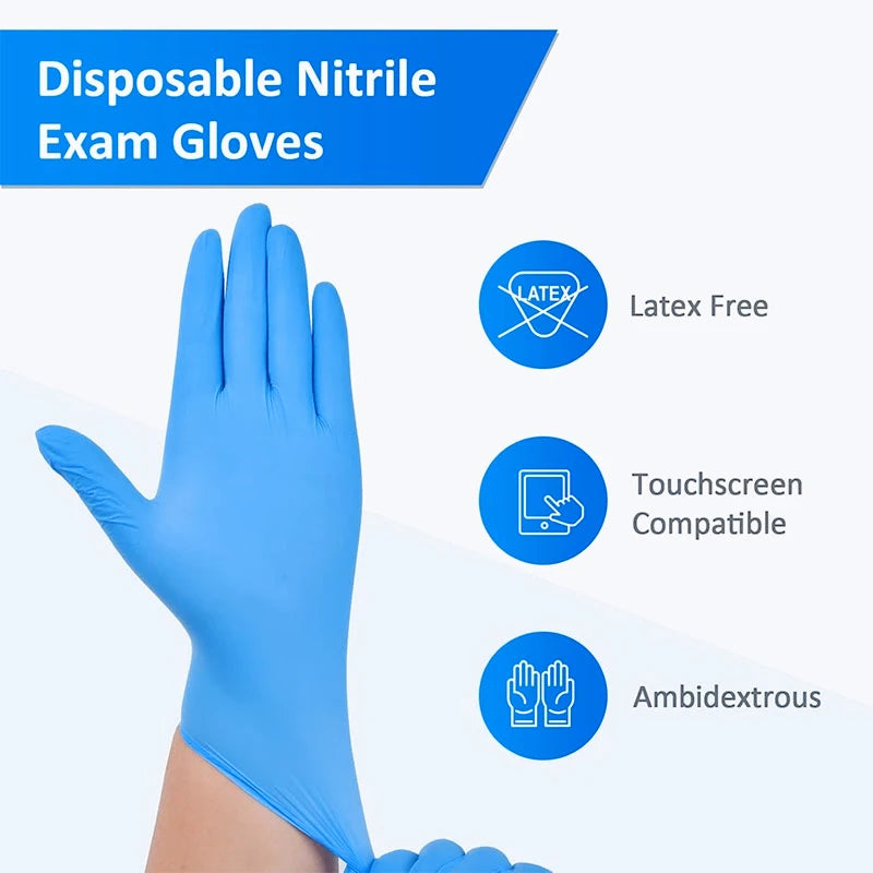 Blue Nitrile Disposable Gloves – Latex-Free, Powder-Free Protection for Home & Work