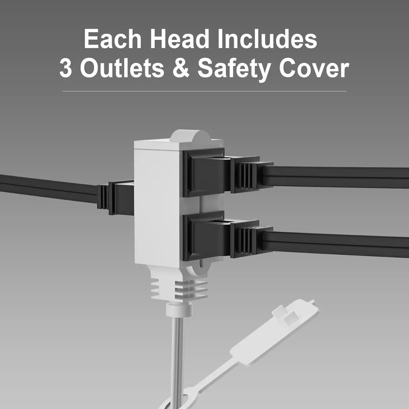 12-Foot Twin Extension Cord with 6 Outlets