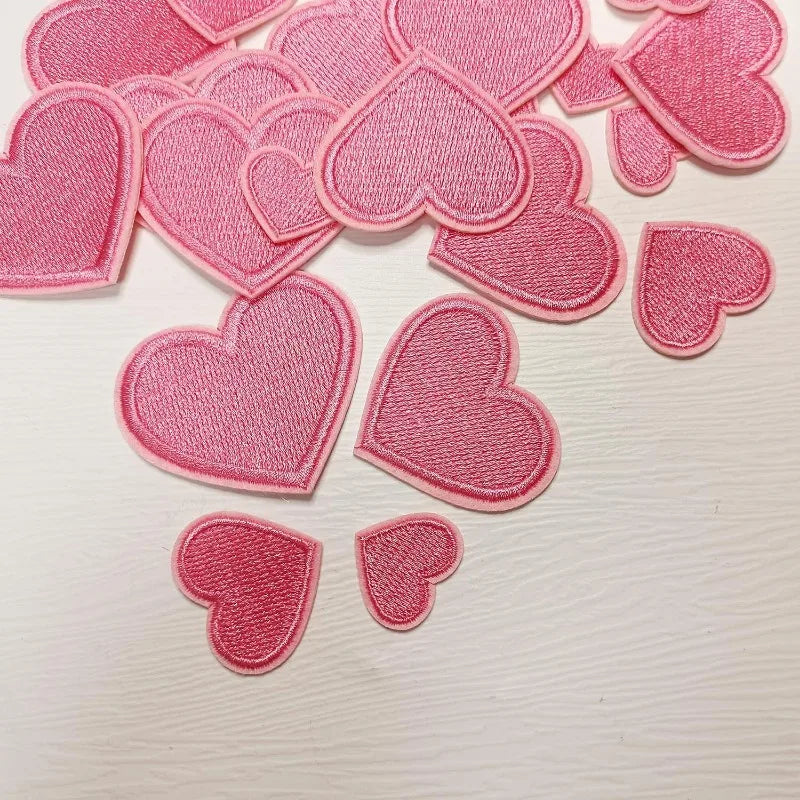 Embroidered Heart Iron-On Patches (24-Piece Set)