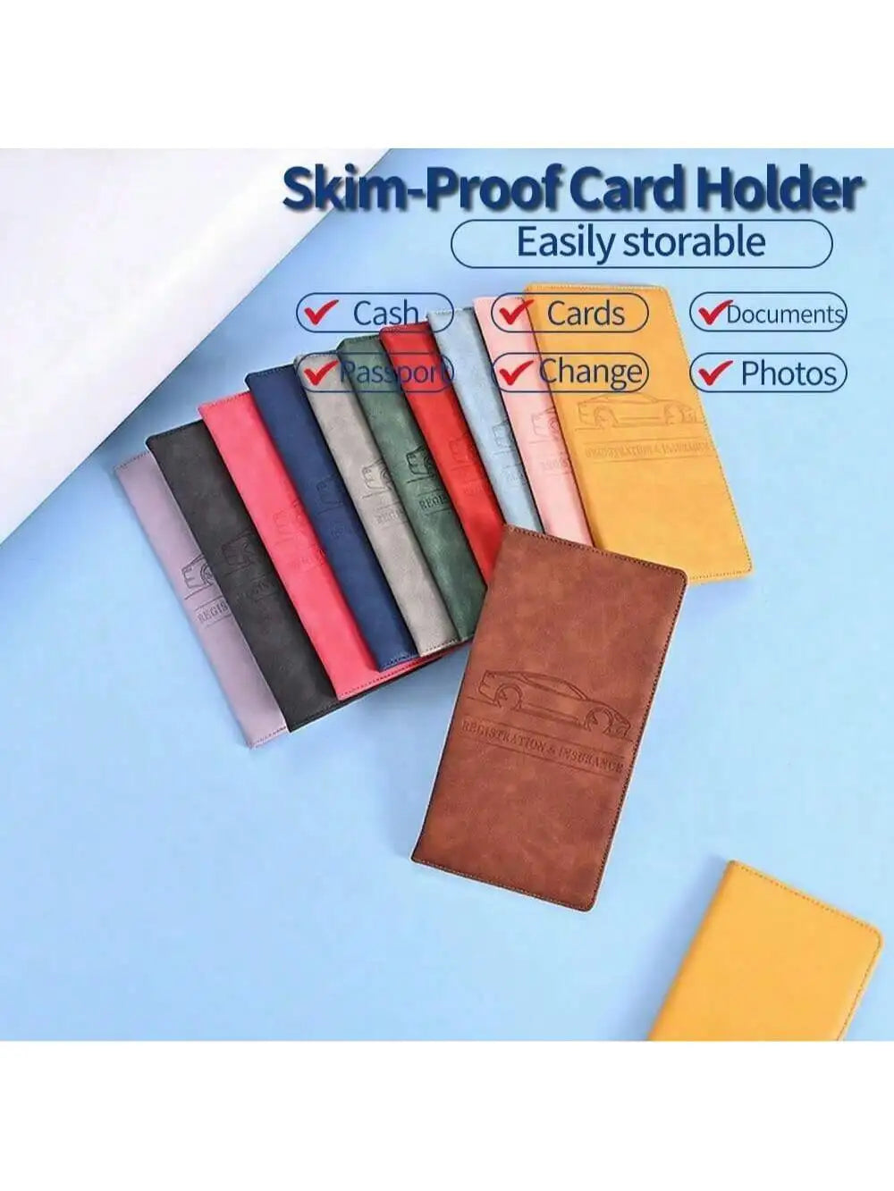 Car Registration & Insurance Card Holder – Leather Document Organizer for Glove Box