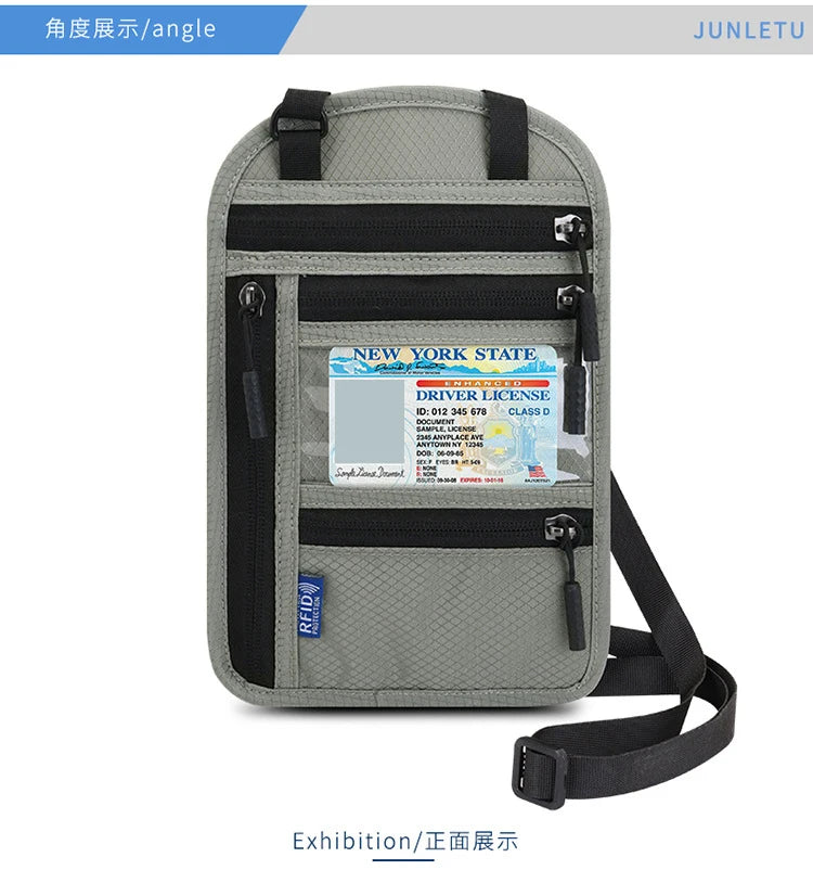RFID Blocking Neck Wallet for Travel
