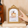European Retro Arch Photo Frame with Golden Lace Design