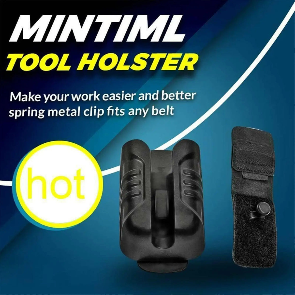 Black tool holster and belt clip for hands-free carry