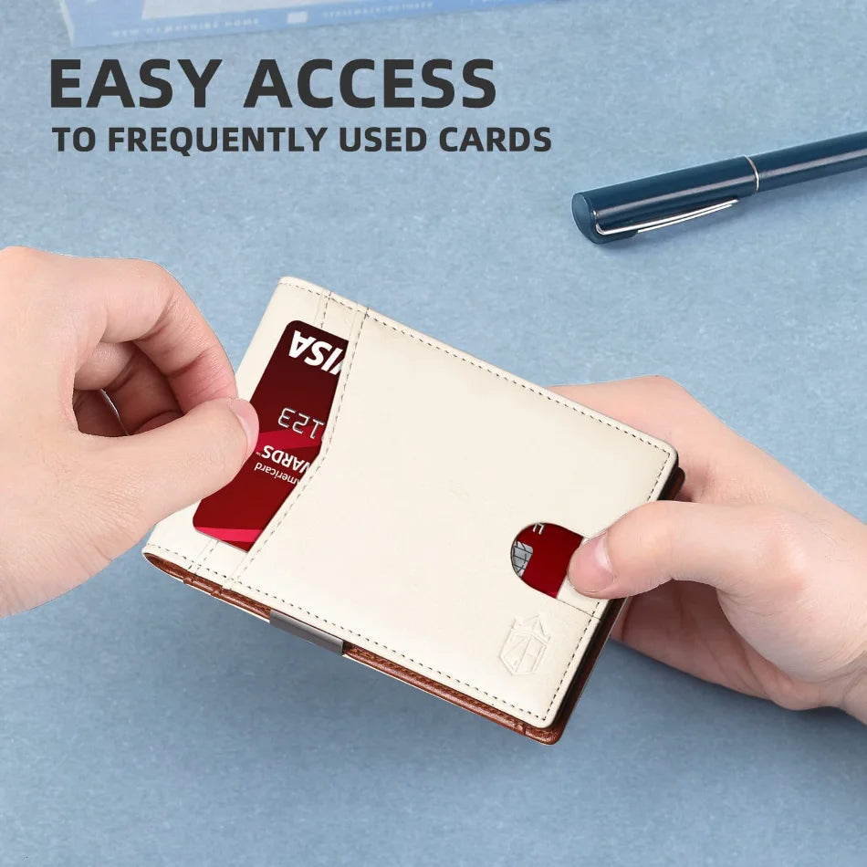 Slim RFID-Blocking Carbon Fiber Leather Wallet