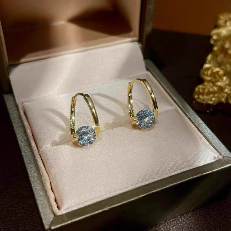 925 Sterling Silver Huggie Hoop Earrings with Moissanite