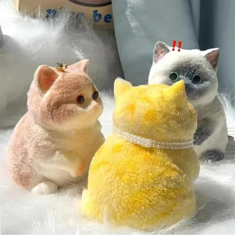 Squishy Flocking Cat Fidget Toy – Extra Large Stress Relief for Kids & Adults